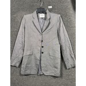 VTG Kasper For ASL Blazer Womens Sz 4 Gray Striped Suit Jacket Business Carrier
